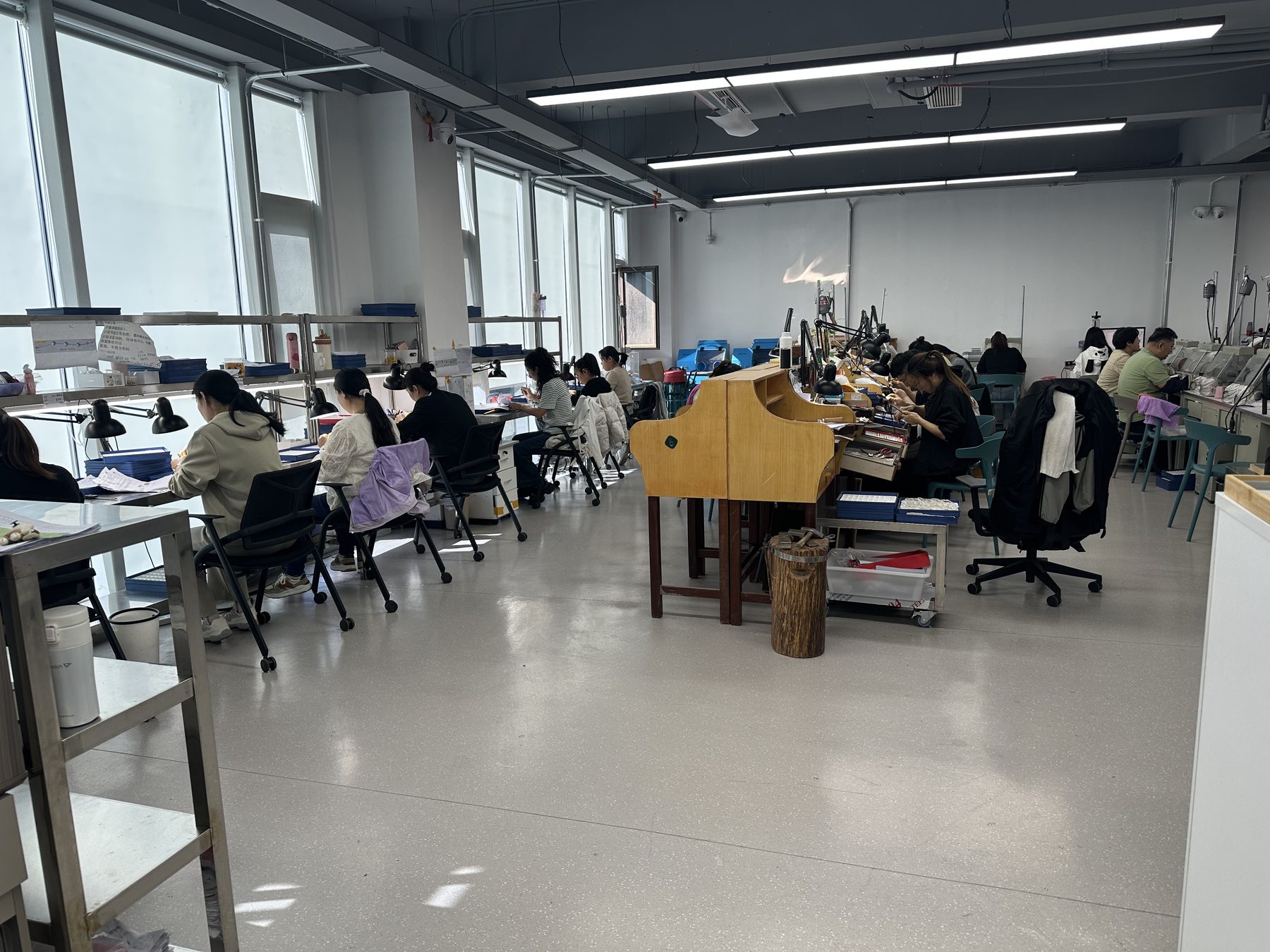 Hibiscus Silver team working across the main jewelry workshop